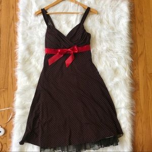 Vintage y2k black red polka dot dress